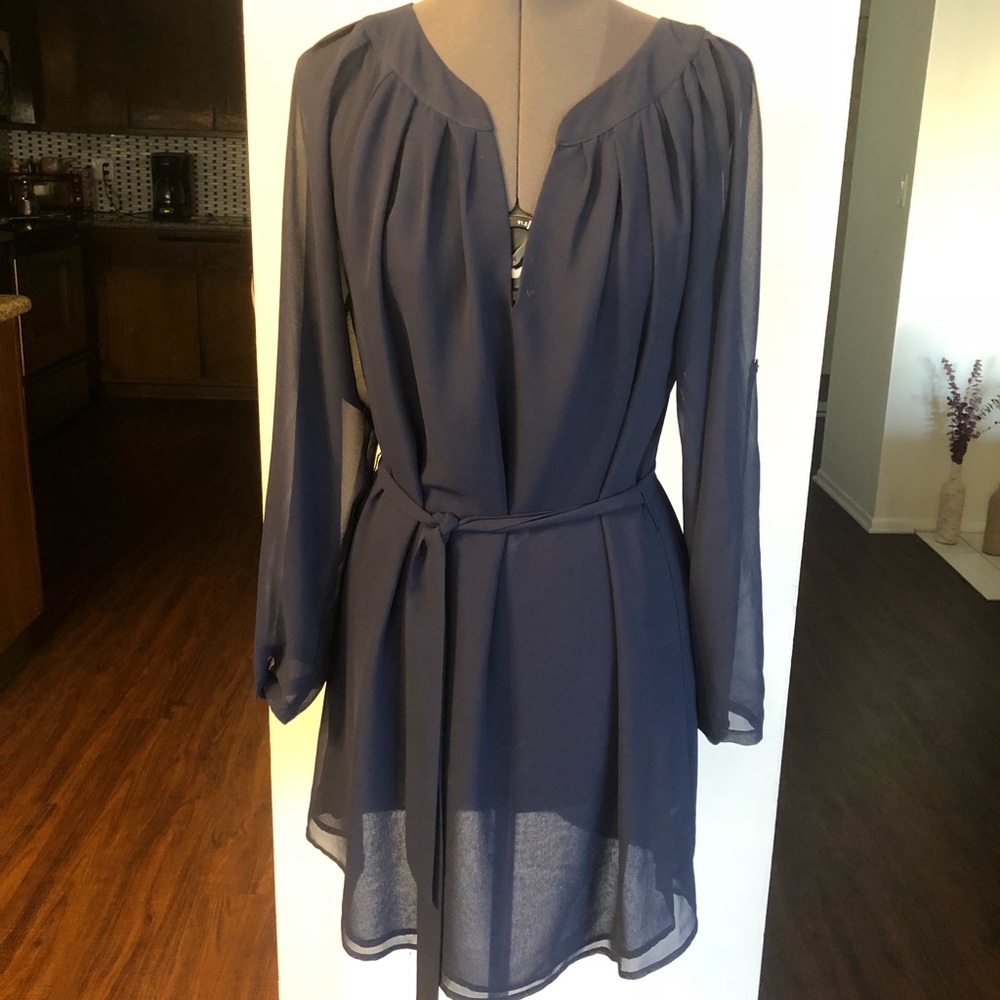 Navy blue chiffon designer dress
